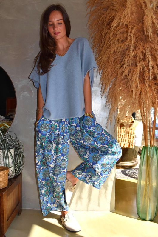 Annie 1972 Shirring Pleat Barrel Pant Mr Blue Skies